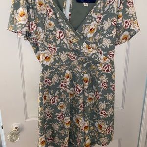 Blue rose floral romper